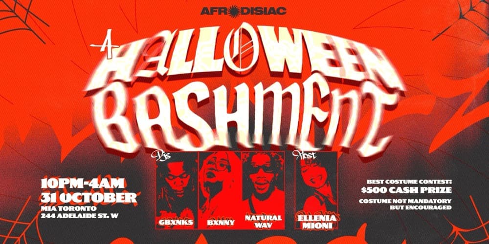 Afrodisiac Halloween Bashment flyer, Saturday October 31 at Mia Toronto