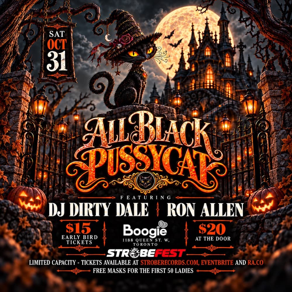 All Black PussyCat Ft. DJ Dirty Dale + Ron Allen flyer