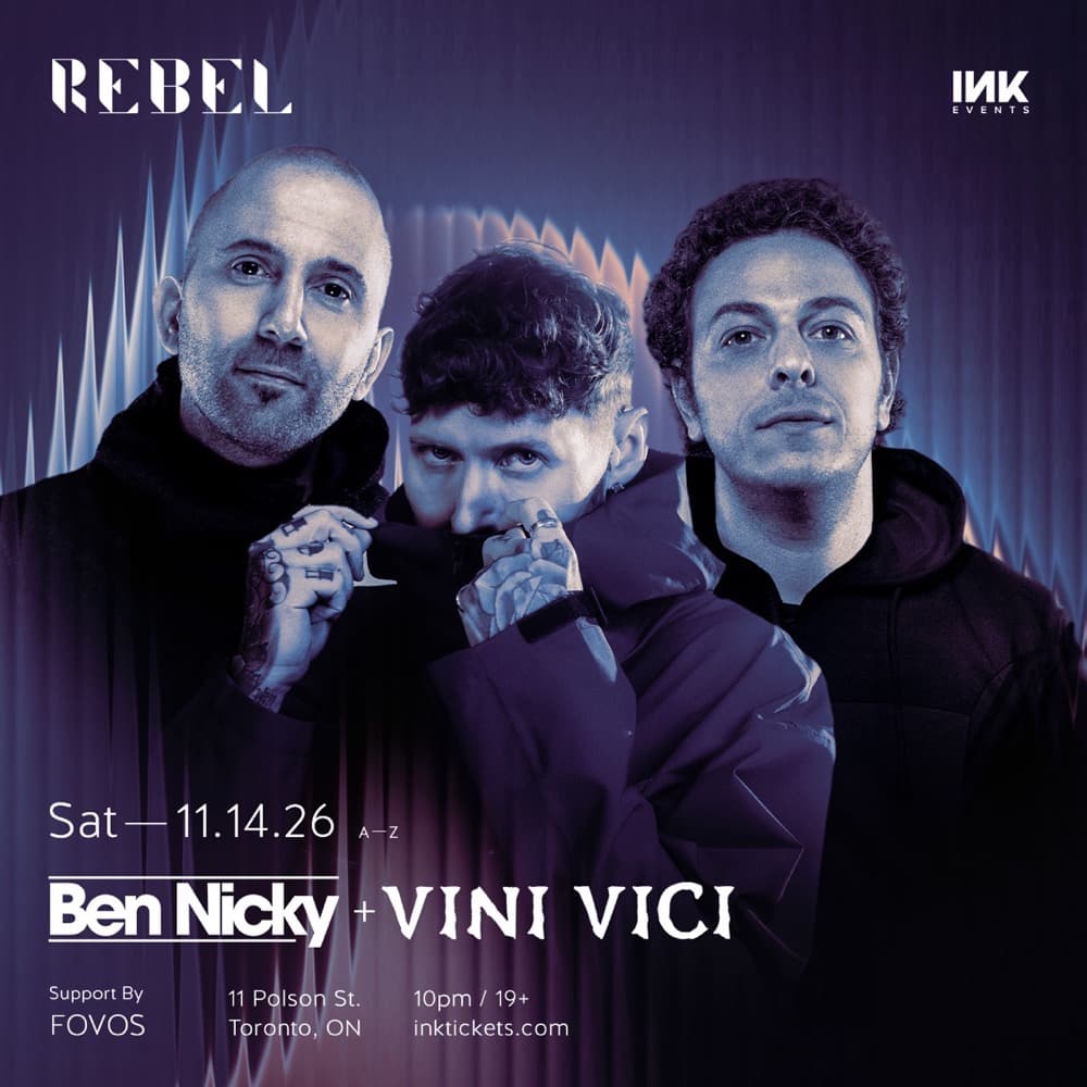 Ben Nicky x Vini Vici x Fovos flyer, Rebel, 2026-11-14