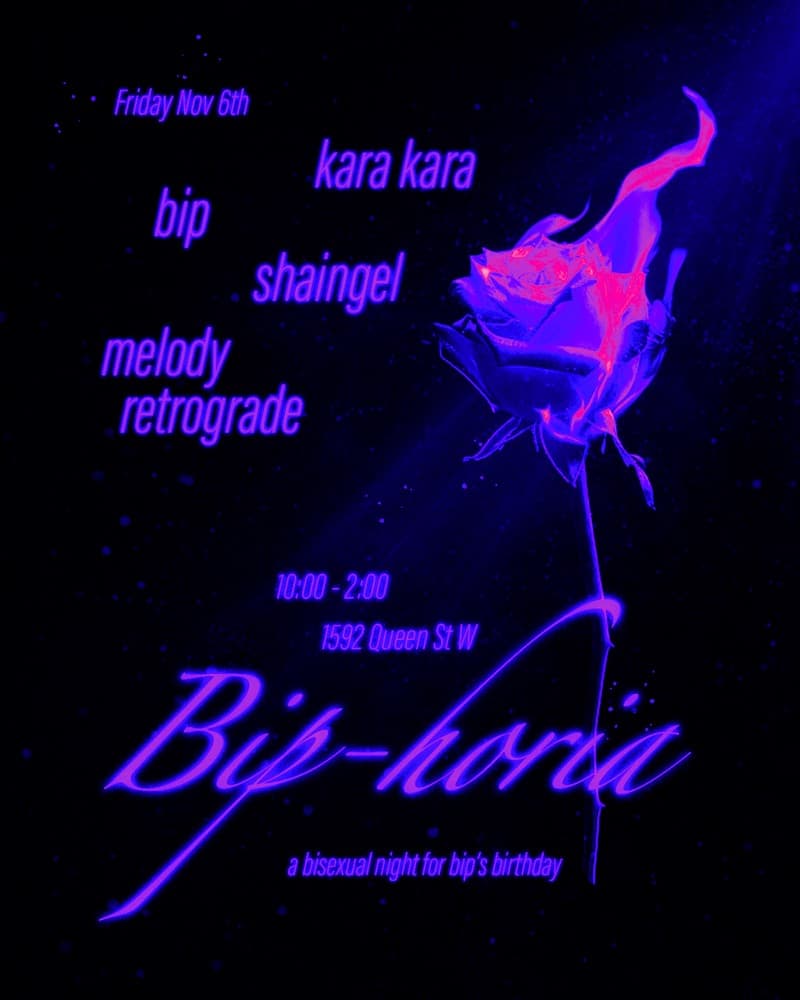BIP-HORIA - a bisexual night for bip's birthday flyer, Three Dollar Bill, 2026-11-06