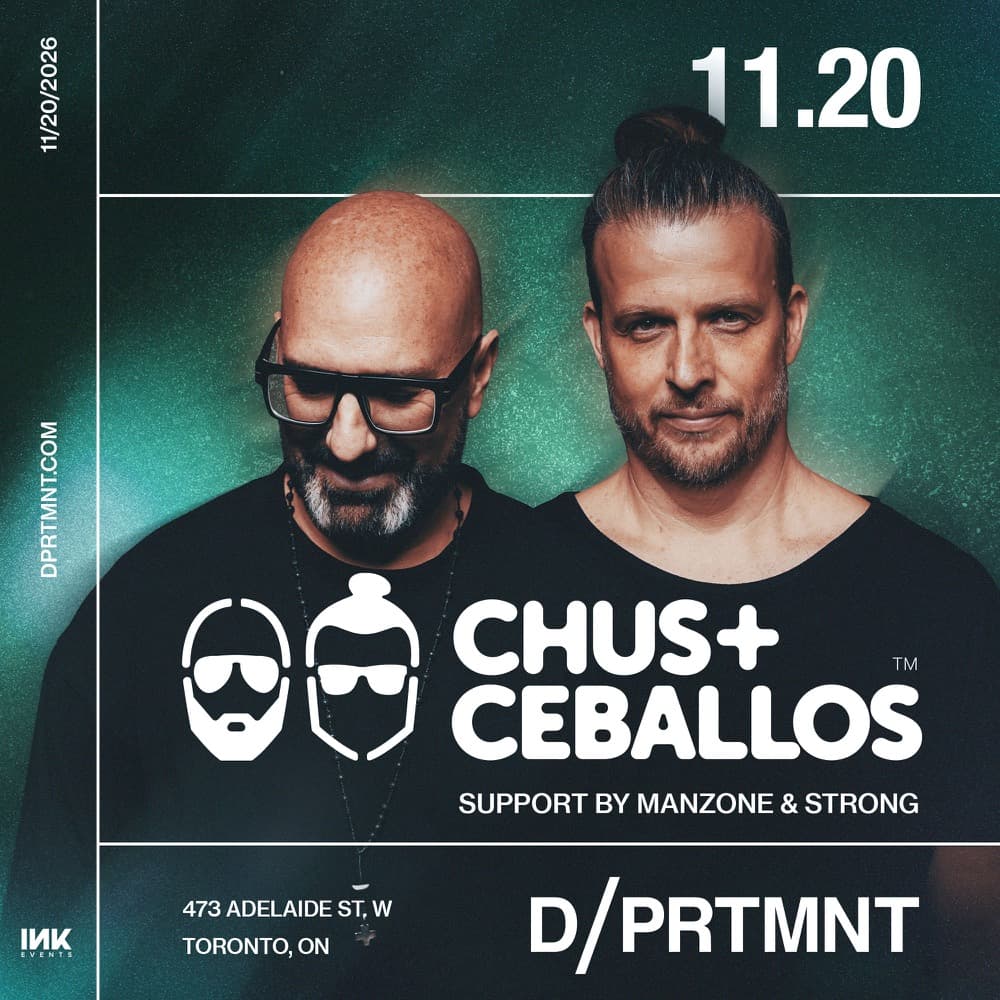 Chus + Ceballos flyer, support by Manzone & Strong, DPRTMNT, 11.20