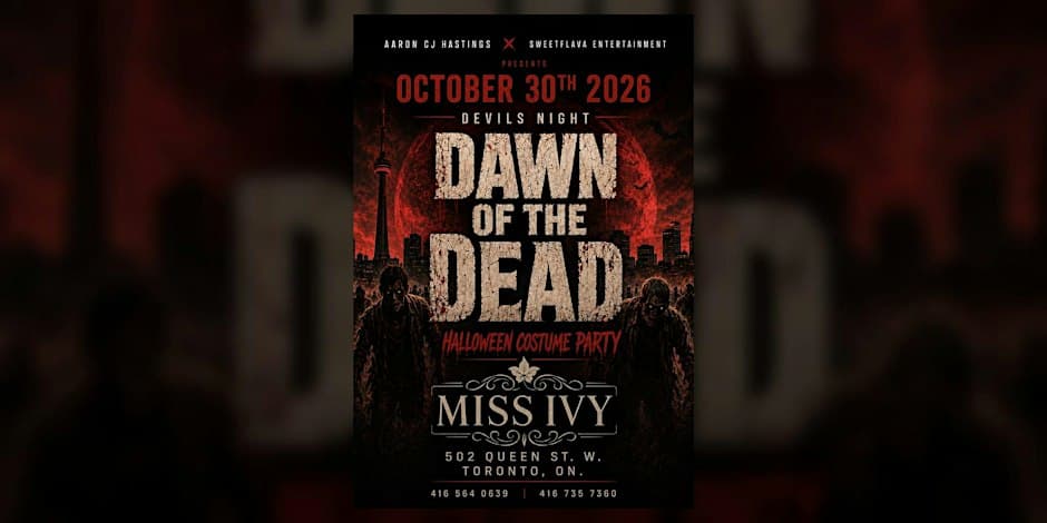 DAWN OF DEAD HALLOWEEN COSTUME PARTY flyer, Miss Ivy, 2026-10-30