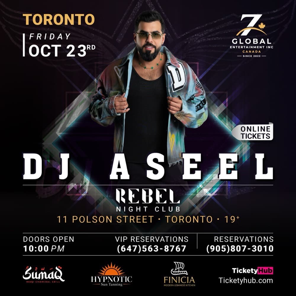 DJ Aseel at Rebel, Friday October 23 flyer
