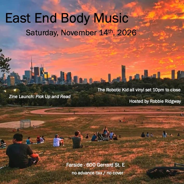 East End Body Music flyer, Farside Bar, 2026-11-14