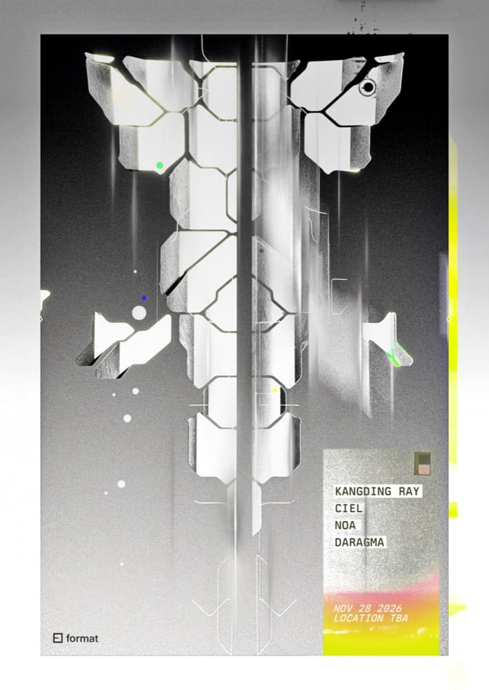 FORMAT: Kangding Ray / Ciel / Noa / Daragma flyer, a location given as "Secret Location", 2026-11-28