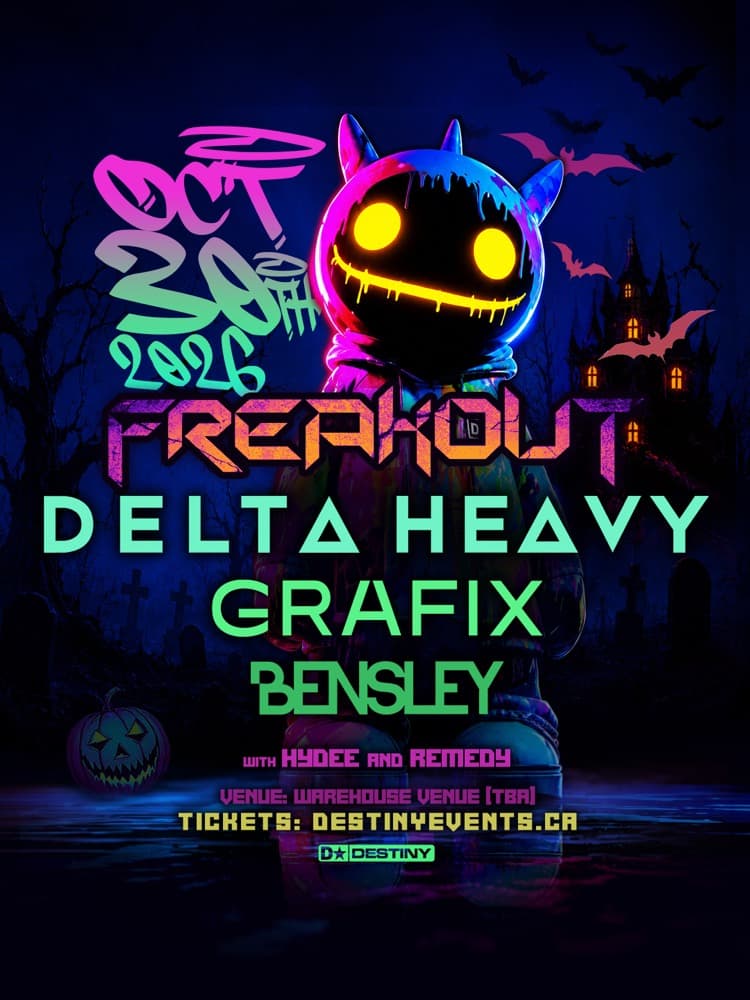 FREAKOUT flyer, a location given as "Warehouse Venue", 2026-10-30