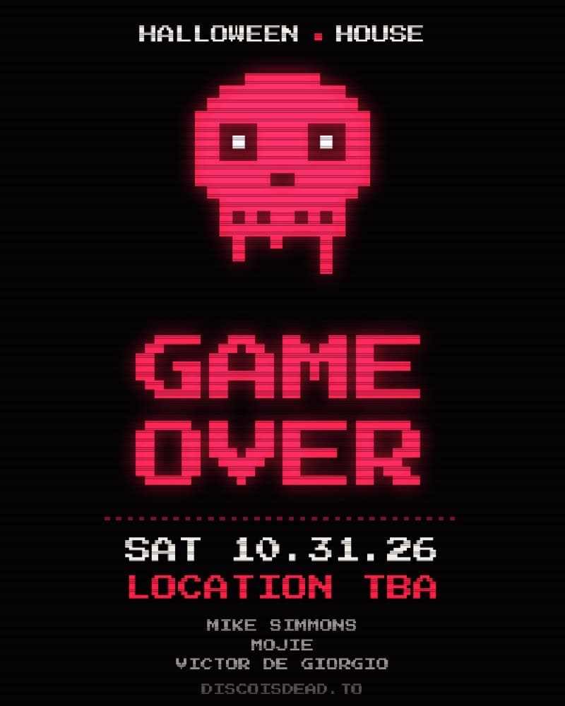 GAME OVER Halloween house music party flyer: pixel skull, Saturday October 31, 10 p.m. to 3 a.m., location TBA