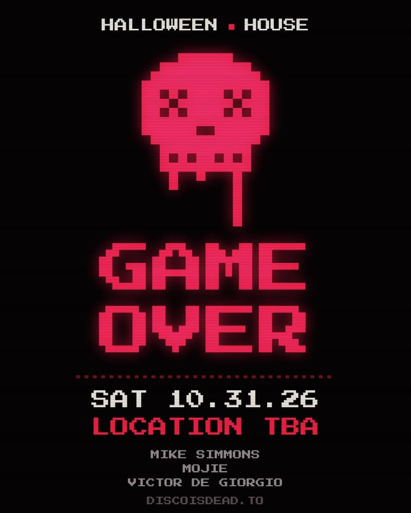 GAME OVER Halloween house music party flyer: pixel skull, Saturday October 31, 10 p.m. to 3 a.m., location TBA
