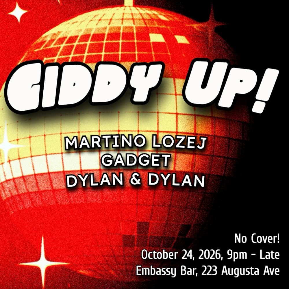 Giddy Up! w. Martino Lozej, GaDJet, Dylan & Dylan flyer, The Embassy Bar, 2026-10-24