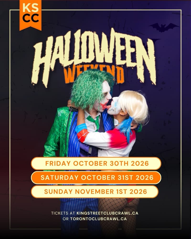 King Street Club Crawl Halloween Weekend 2026 flyer with costumed couple