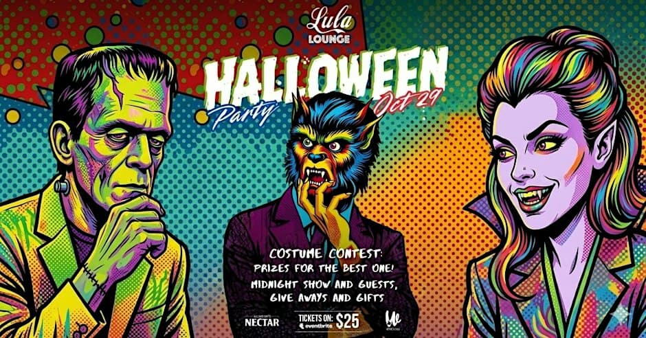 Halloween party flyer, Lula Lounge, 2026-10-29