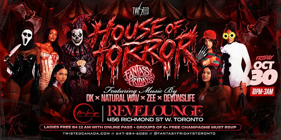 House of Horror | Fantasy Fridays flyer, Rève Lounge, 2026-10-30