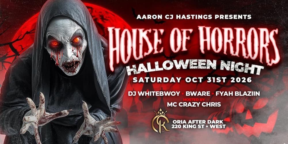 House of Horrors Halloween Costume Party flyer, Saturday October 31 at Oria Nightclub