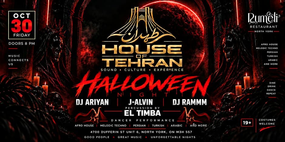 HOUSE OF TEHRAN – HALLOWEEN NIGHT flyer, Rumeli Restaurant, 2026-10-30