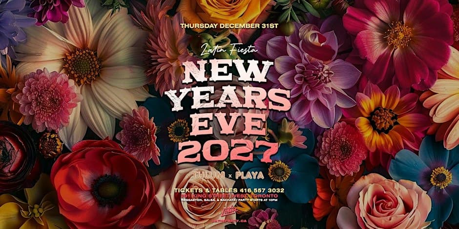 Latin Fiesta New Years Eve 2027 flyer: Thursday December 31st, Playa
