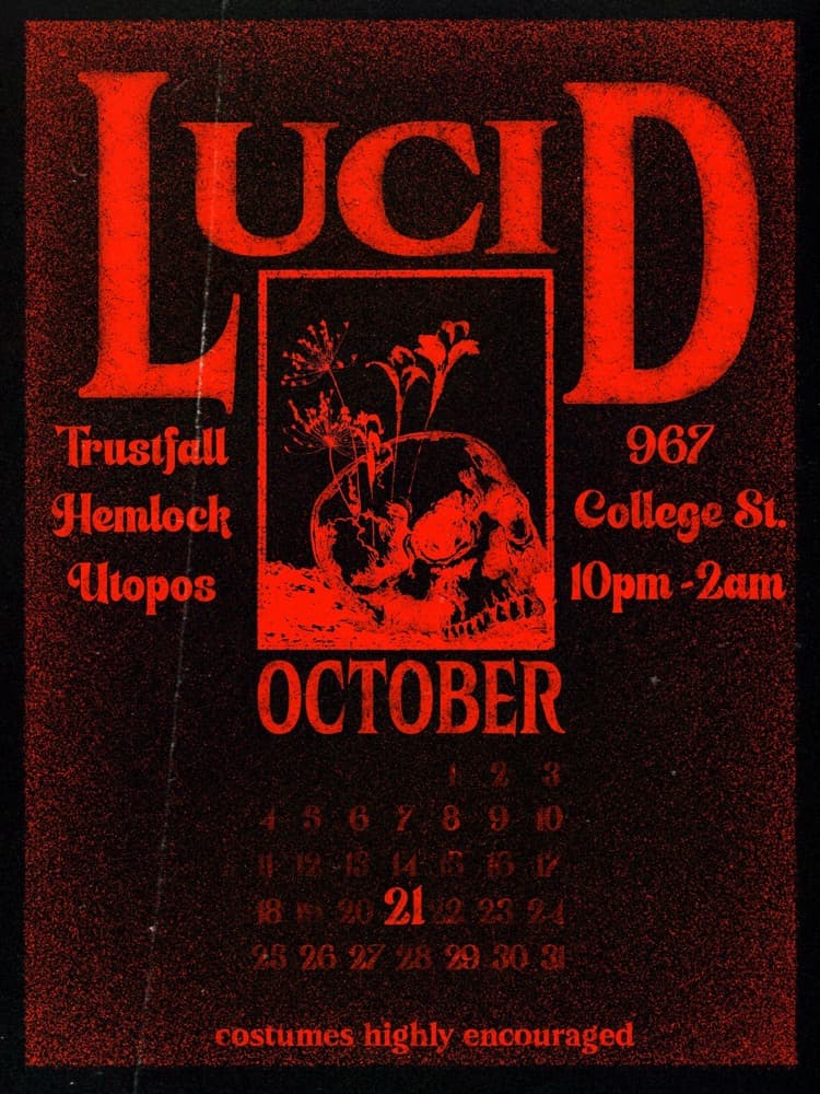 Lucid Night: Trustfall + Residents flyer