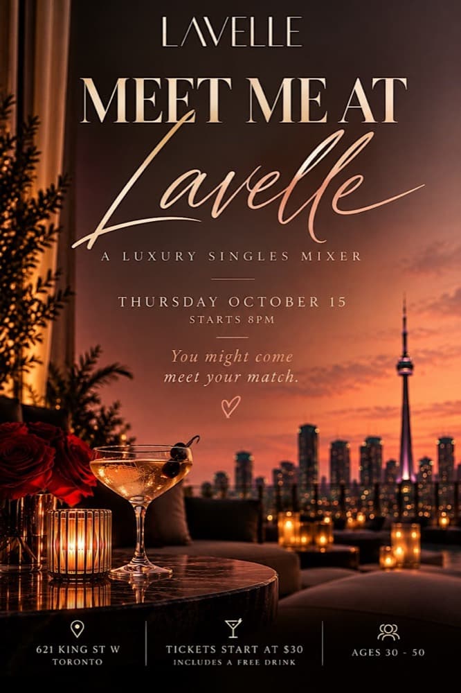 Meet Me at Lavelle, a luxury singles mixer, Thursday October 15, starts 8PM
