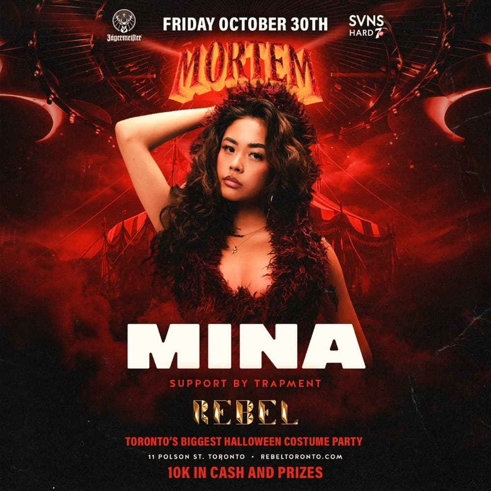 Mortem Halloween 2026 with Mina flyer, Rebel, 2026-10-30