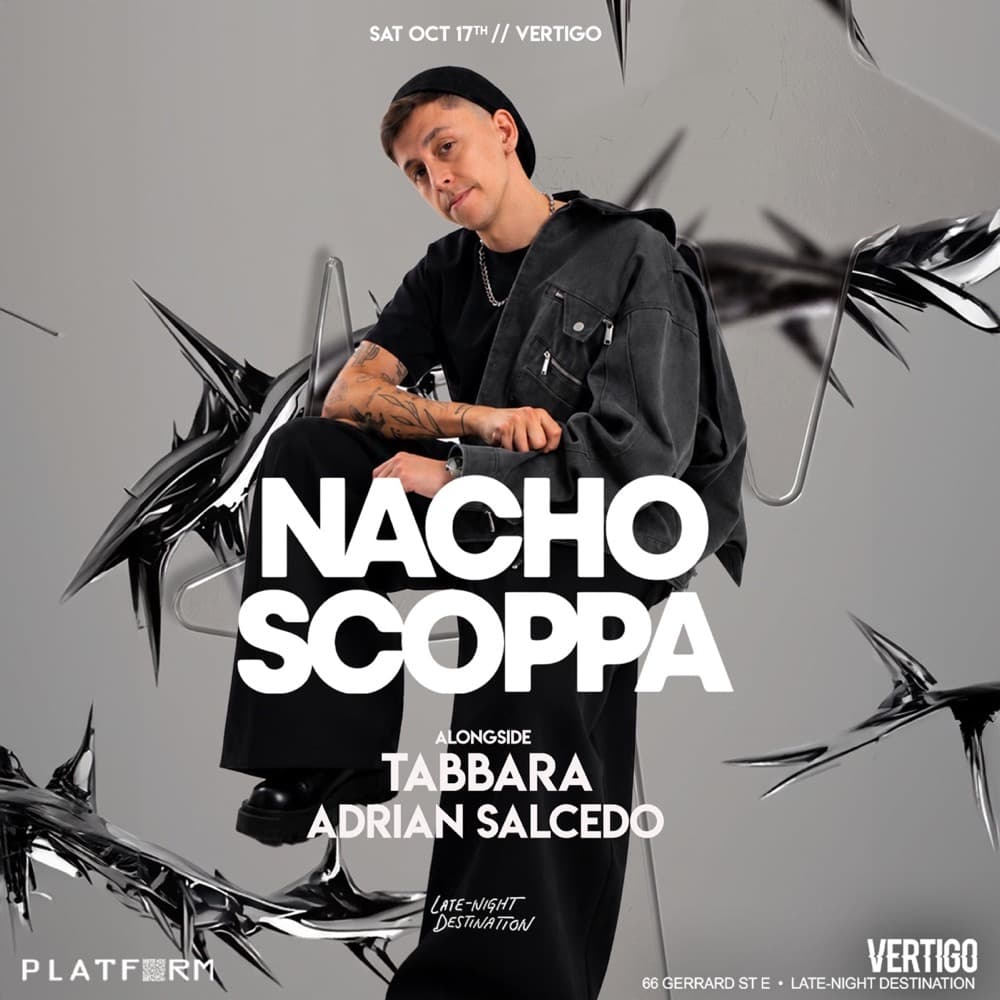 Nacho Scoppa, Tabbara, Adrian Salcedo at Vertigo flyer, Saturday October 17
