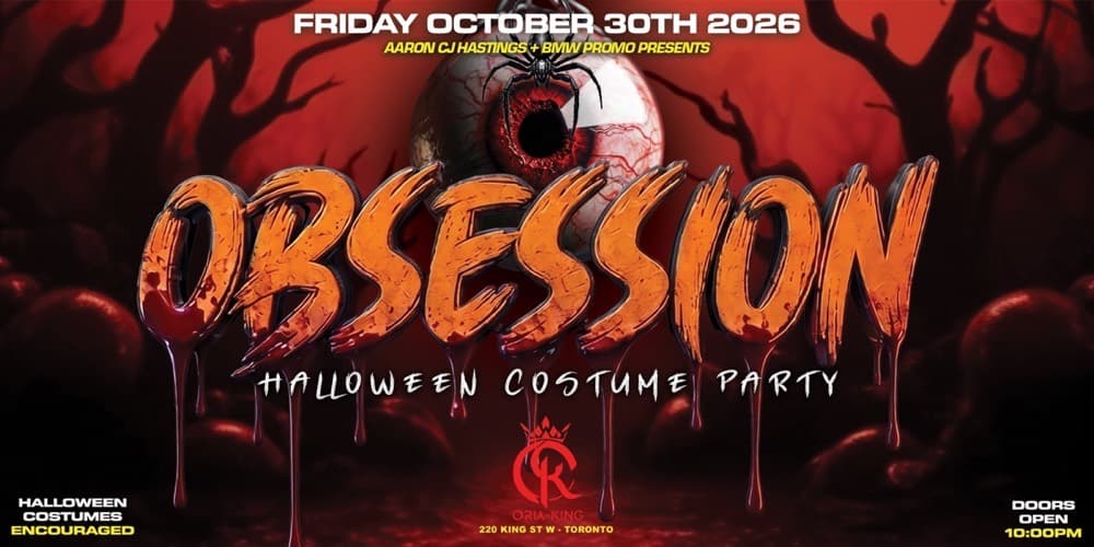 Obsession Halloween Costume Bash flyer, Friday October 30 at Oria