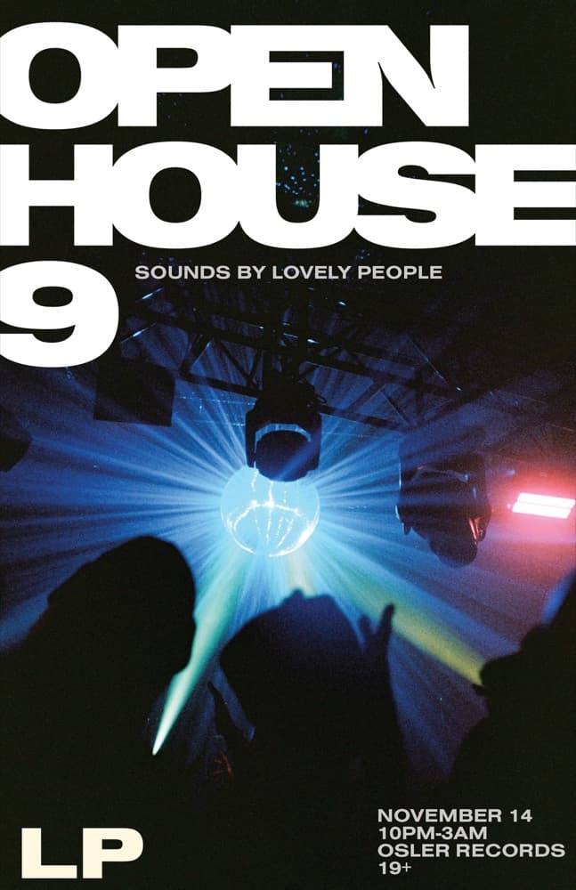 Open House 9 flyer, Osler Records, 2026-11-14