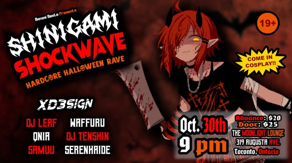 SHINIGAMI SHOCKWAVE: Hardcore Halloween Rave flyer
