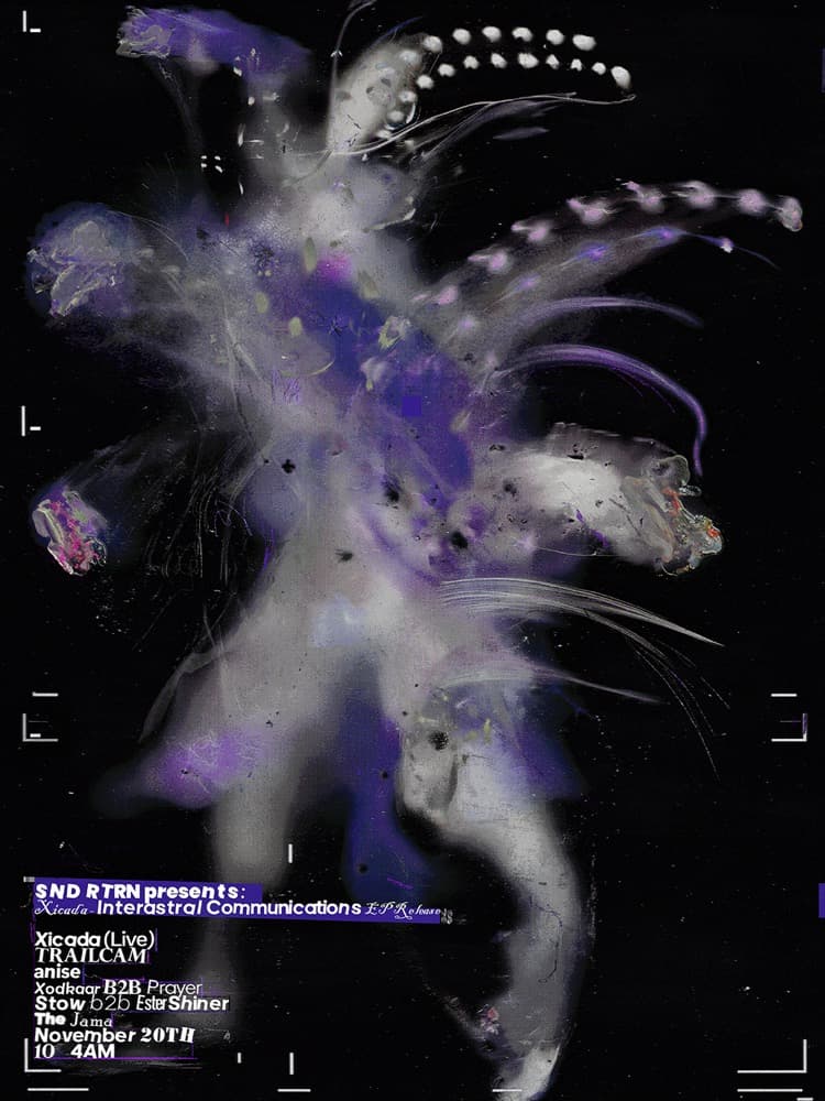 snd.rtrn presents: Xicada / Interastral Communications EP Release flyer, The Jama, 2026-11-20