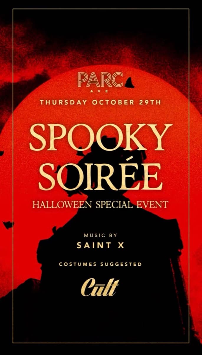 Spooky Soirée at Parc Ave flyer, Parc Ave