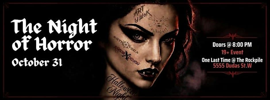 THE NIGHT OF HORROR flyer, The Rockpile, 2026-10-31