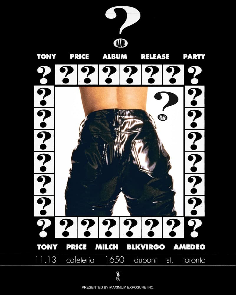 TONY PRICE'S NAME? ALBUM RELEASE PARTY WITH MILCH, BLKVRGO & AMEDEO flyer, Cafeteria, 2026-11-13