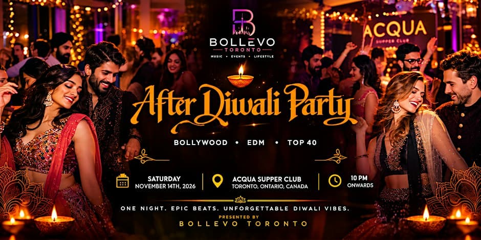 Toronto Diwali After Party 2026 | Bollywood Beats & Neon Nights flyer, Acqua Supper Club, 2026-11-14