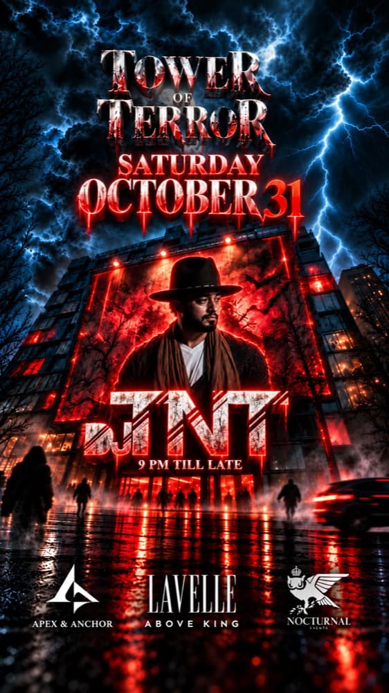 Tower of Terror at Lavelle flyer: DJ TNT, Saturday October 31, 9 p.m. till late