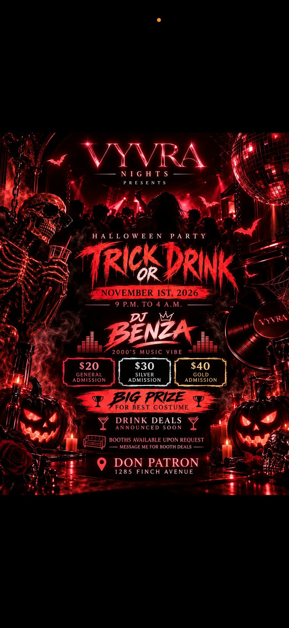VYVRA NIGHTS HALLOWEEN PARTY flyer, Don Patron Mexican Restaurant, 2026-11-01