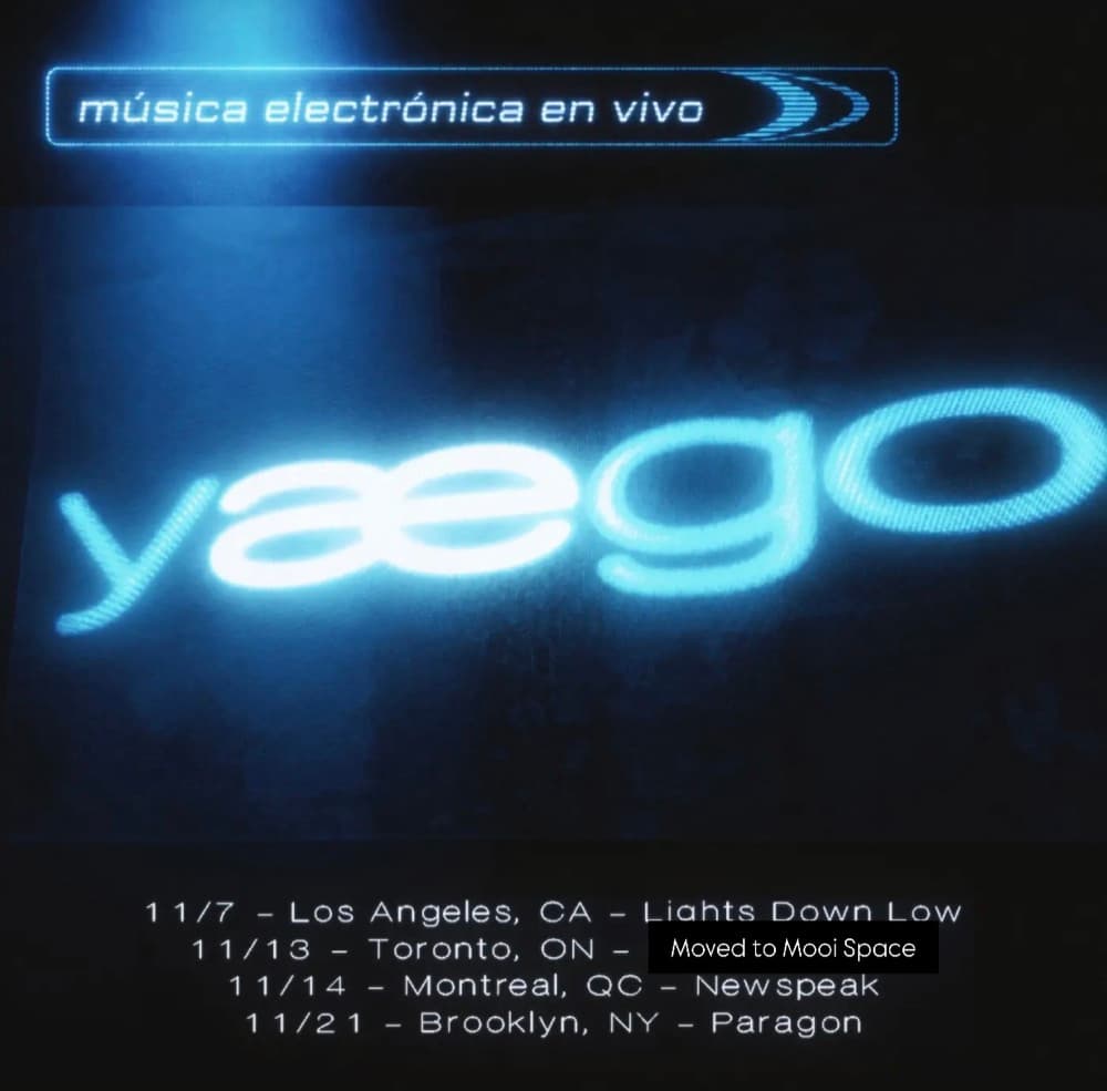 yaego música electronica en vivo Tour - MOVED TO Mooi Space flyer, Mooi Space, 2026-11-13