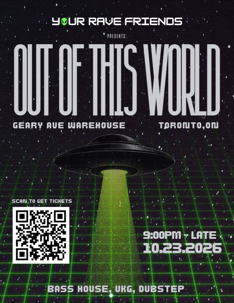 YRF: Out Of This World flyer, Geary Avenue Warehouse Project, 2026-10-23